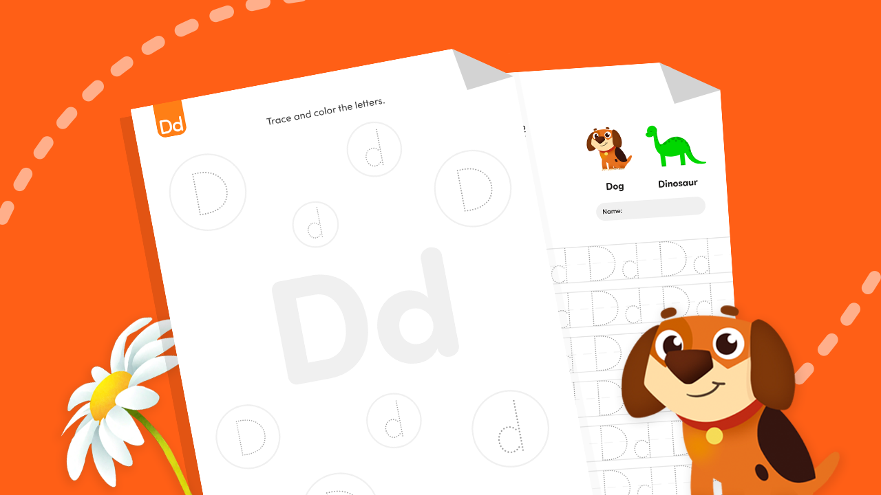 Practice letter D recognition: trace Dd and color the Ds you find