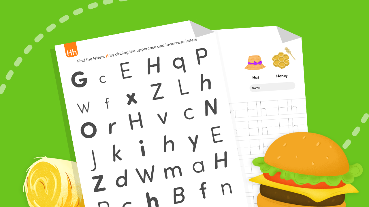 Letter H worksheet for preschool & pre-K—trace Hh and find all the Hs