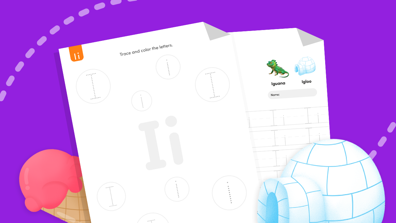 Letter I worksheet for preschool & pre-K—trace Ii and find all the Is.
