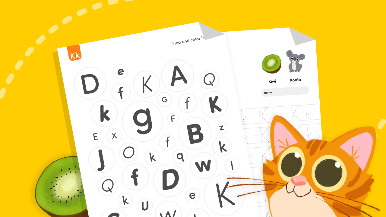 Letter K worksheet for preschool & pre-K—trace Kk and find all the Ks.