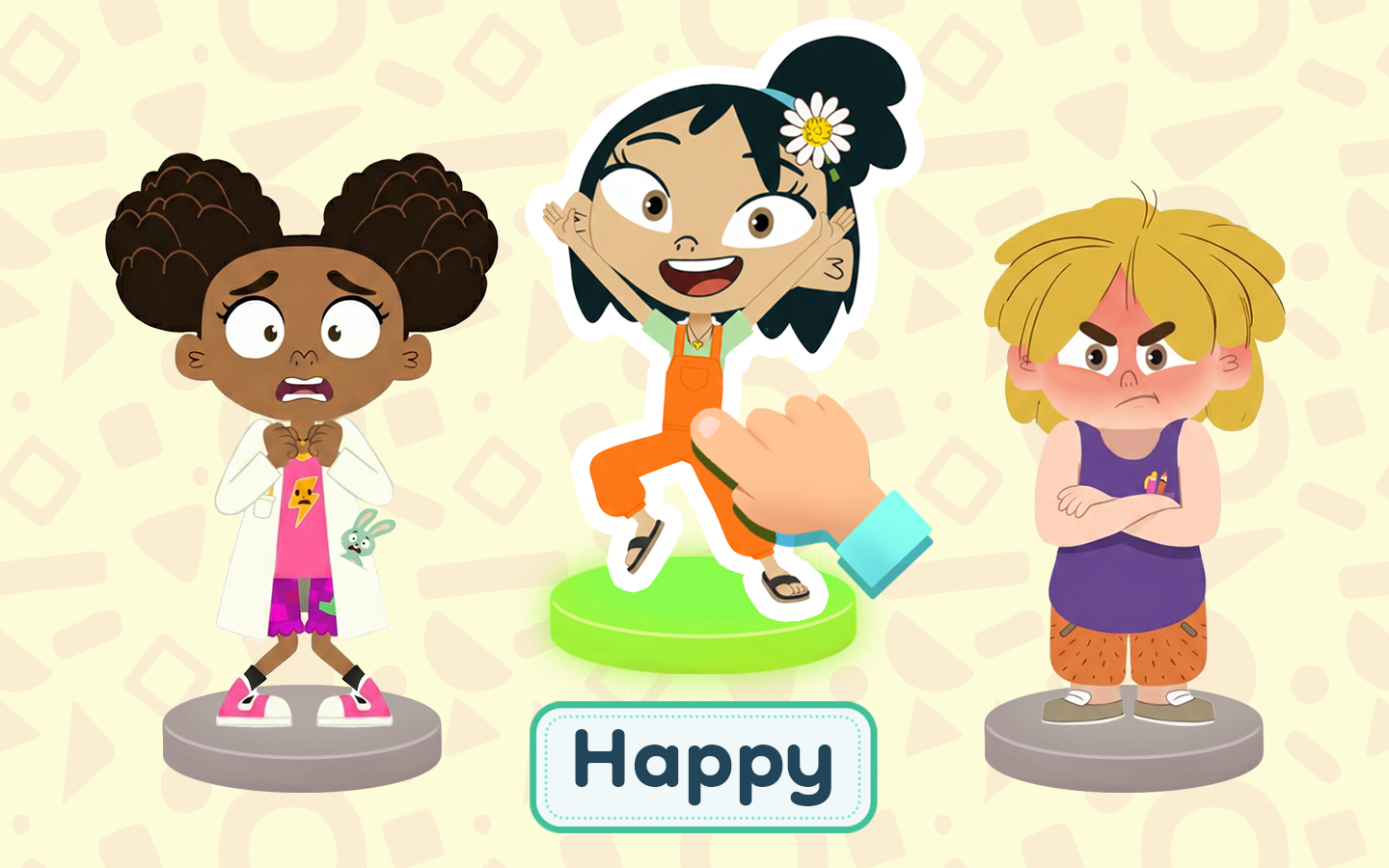 Help kids learn emotions like happy, sad, scared, and surprised through a fun emotion recognition game with Wonjo characters that builds empathy and social skills.
