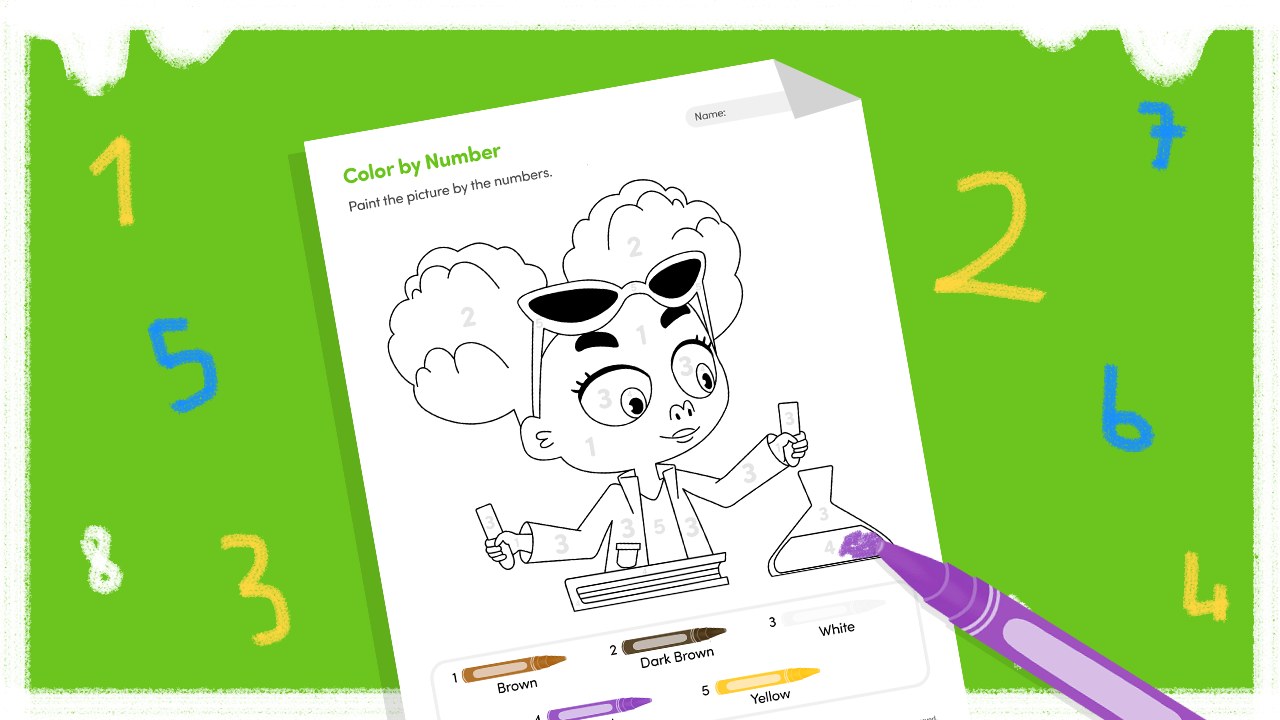 Easy color by number 1-5 worksheet for preschool