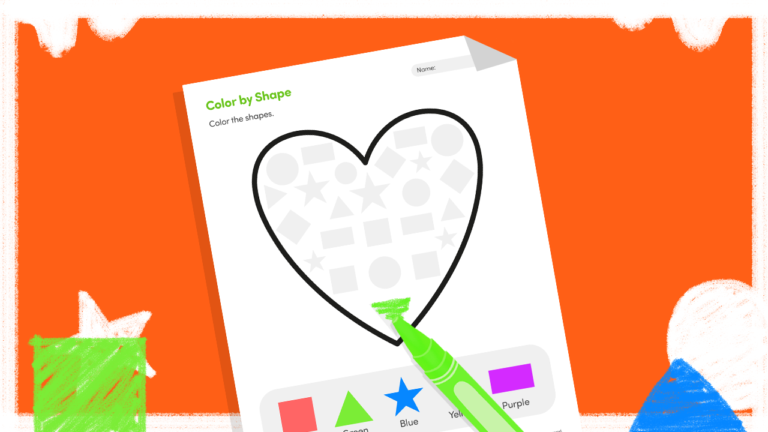 Free Color by Shape Worksheet for Kids