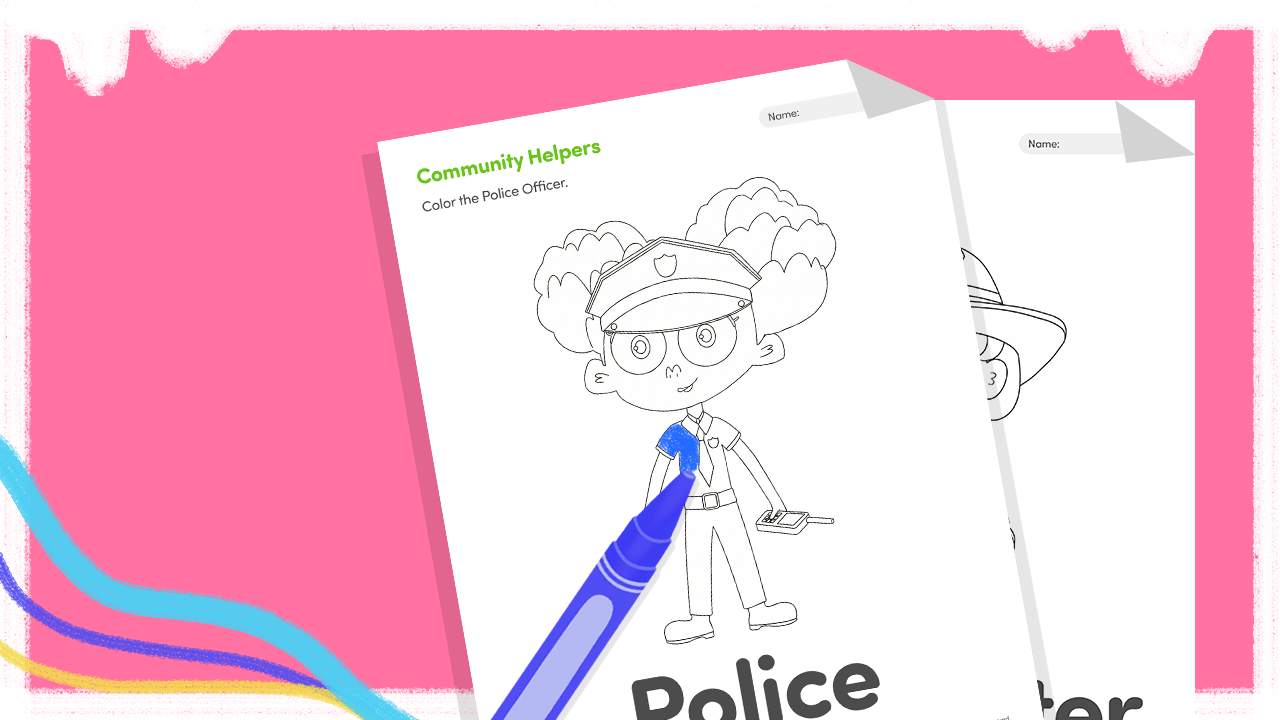 Community helpers coloring worksheet for preschool kids