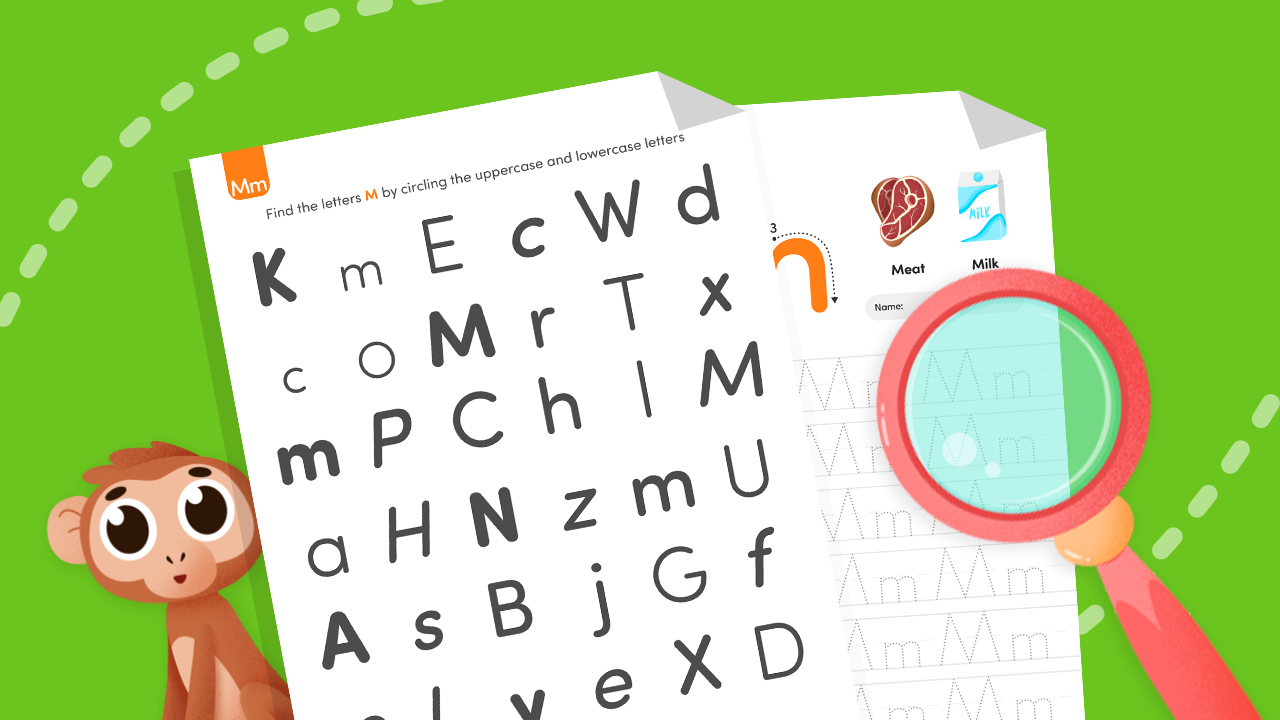 Hands-on worksheet to locate and trace the Letter M.