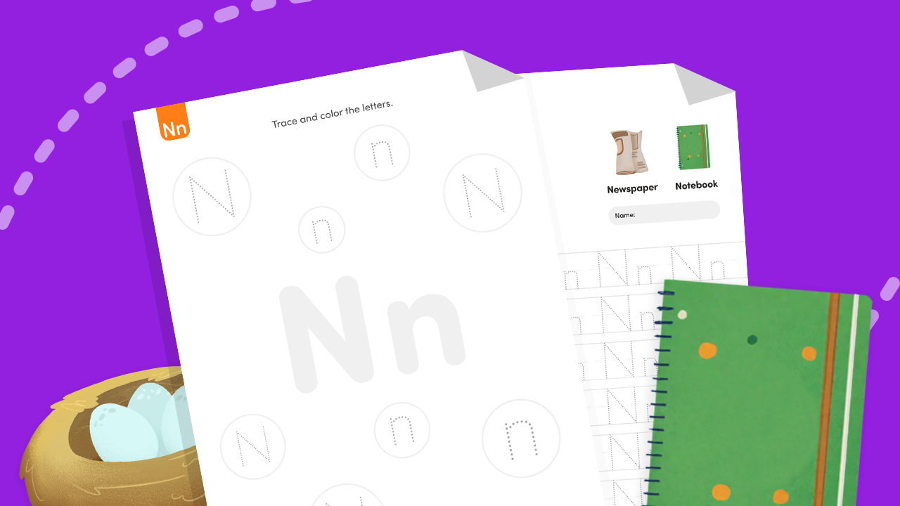 Find and trace the Letter N worksheet.