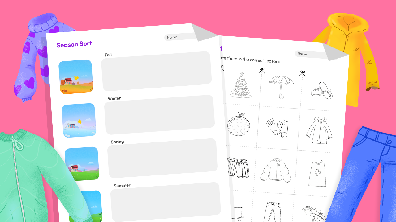 Four seasons sorting worksheet printable