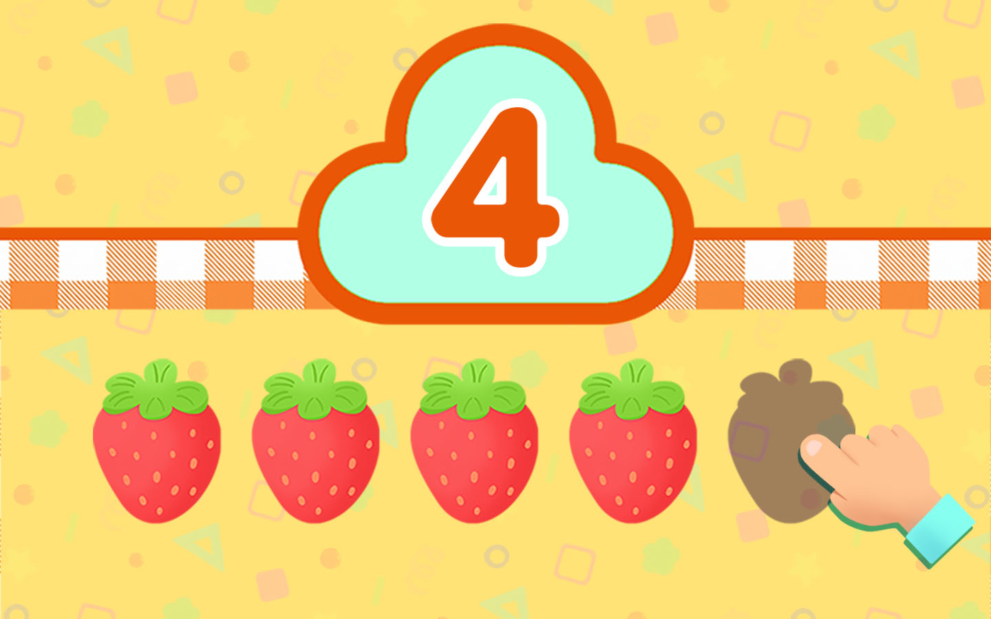 Preschool number counting game where kids tap fruits and learn numbers.