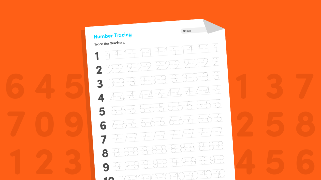Number tracing 1-10 worksheet printable for kids