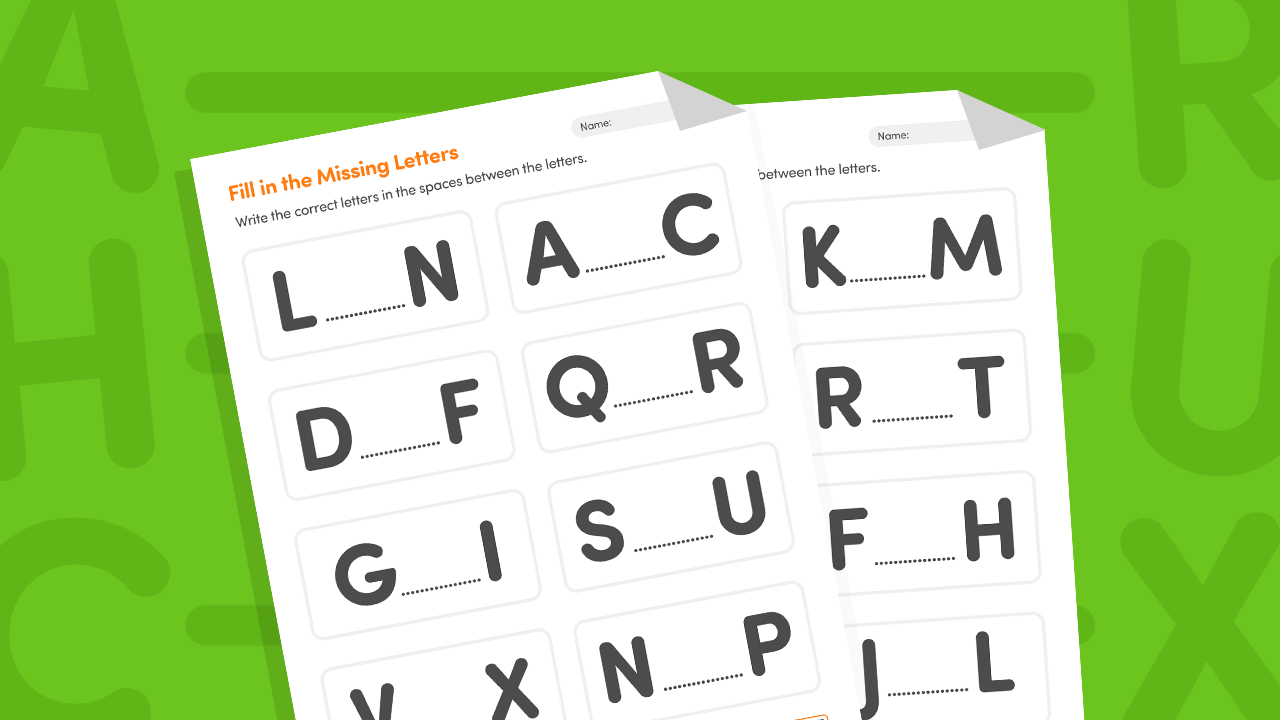 Missing letters A to Z fill the blank worksheet printable for kids Image Title Missing Letters A–Z Fill the Blank Worksheet