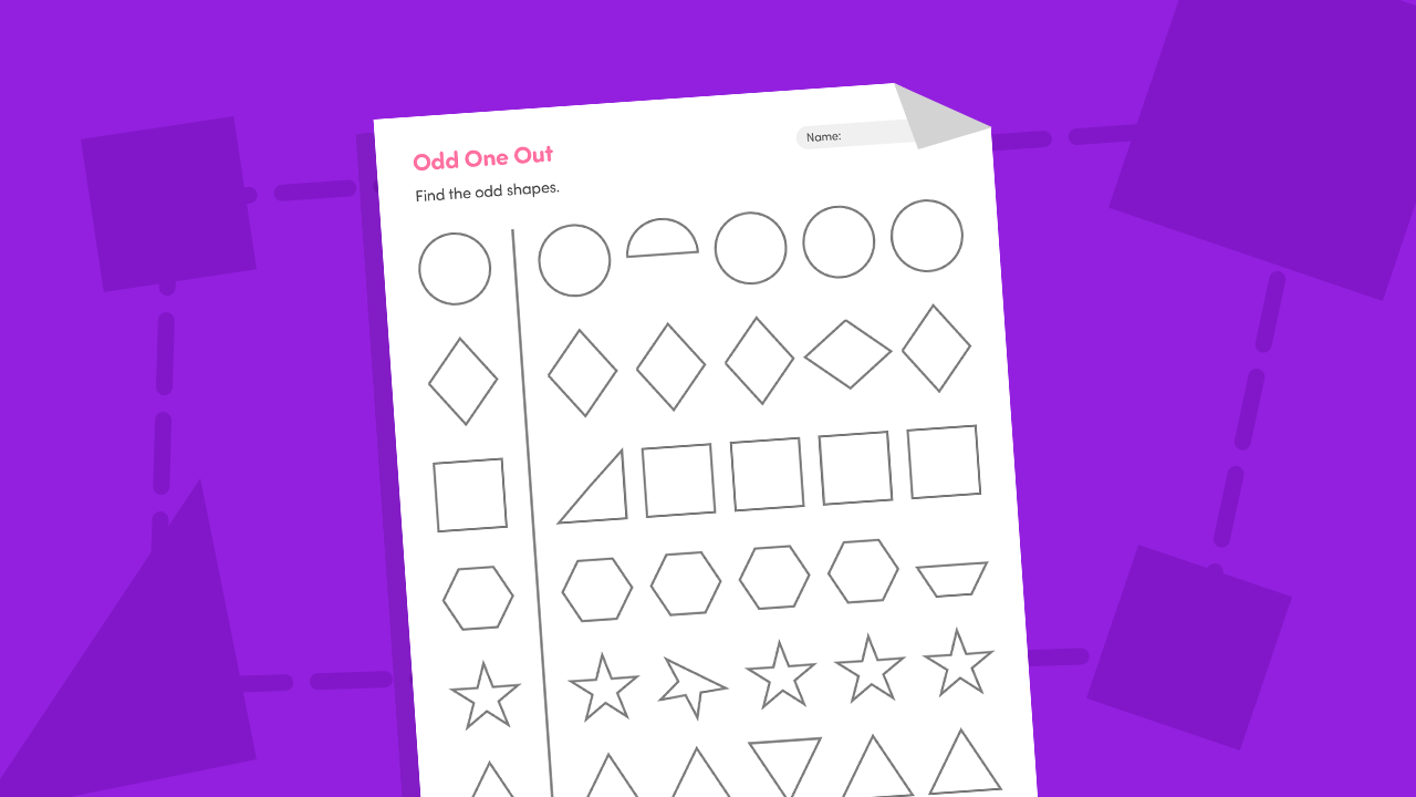 Odd one out shapes worksheet printable for kids