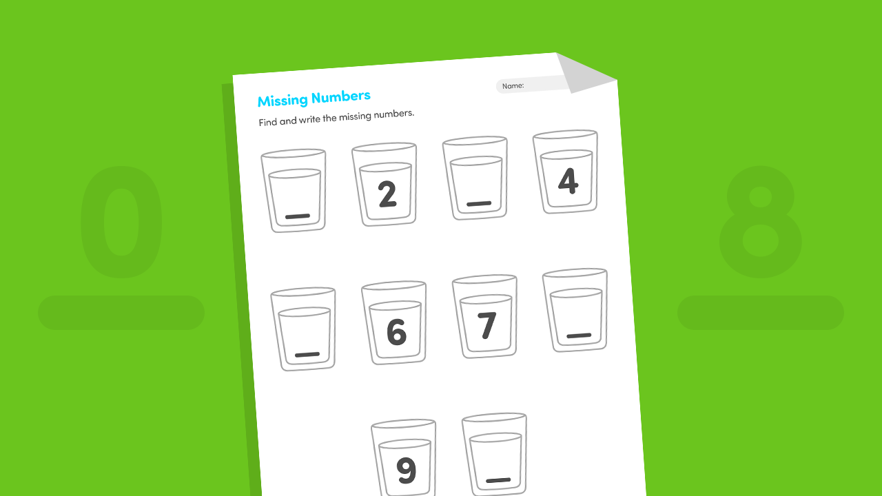 Missing Numbers 0–10 Fill-the-Blank Worksheet