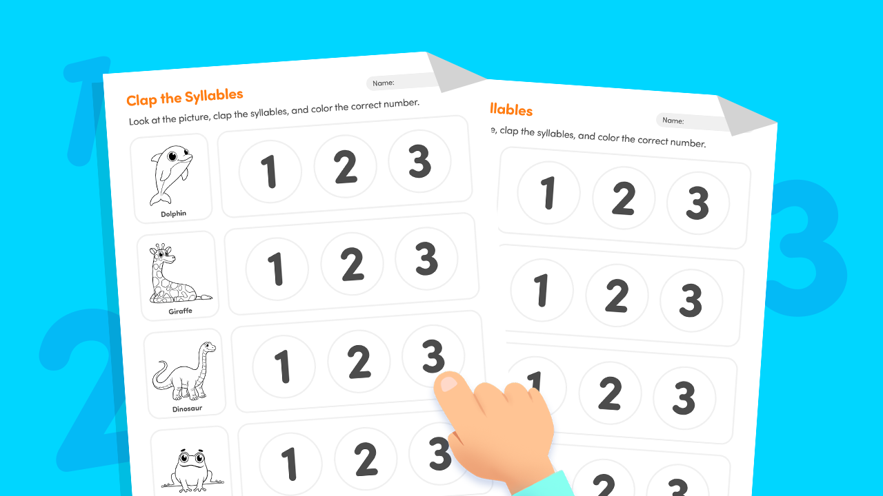 Clap syllables 1 to 3 picture sort phonics worksheet for Pre-KG and Kindergarten