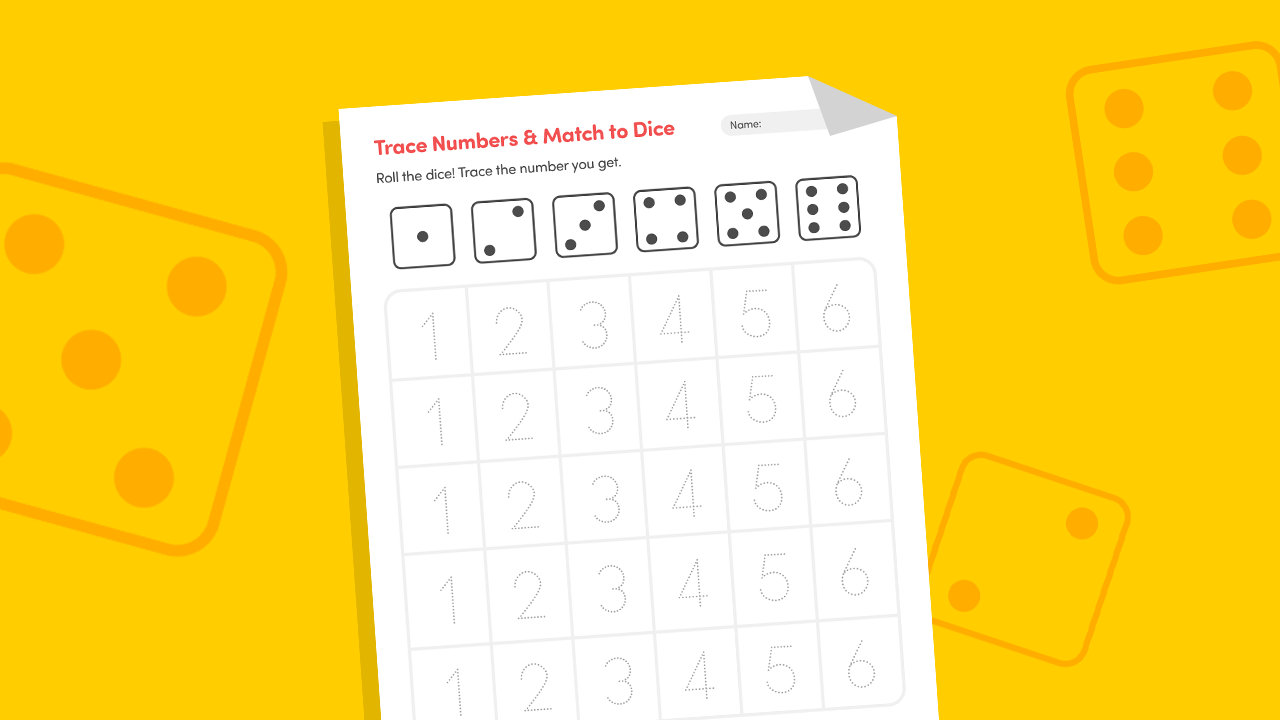 Trace Numbers and Match to Dice