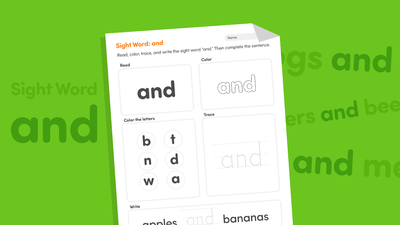 Sight Word “And” Worksheet