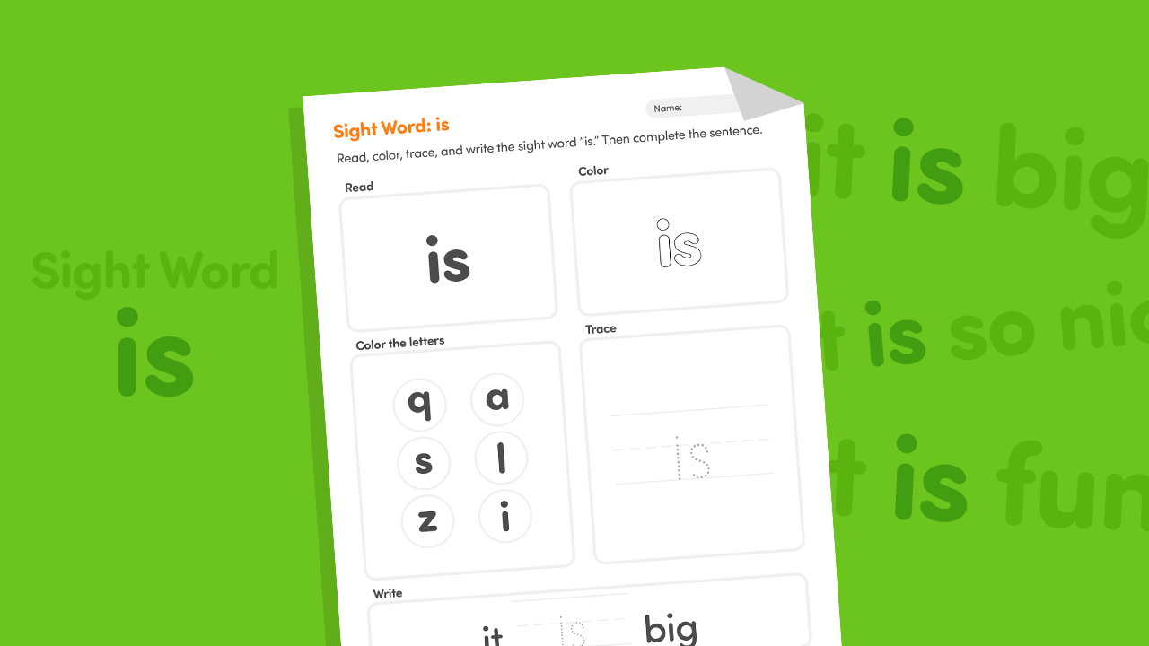 Sight Word “Is” Worksheet