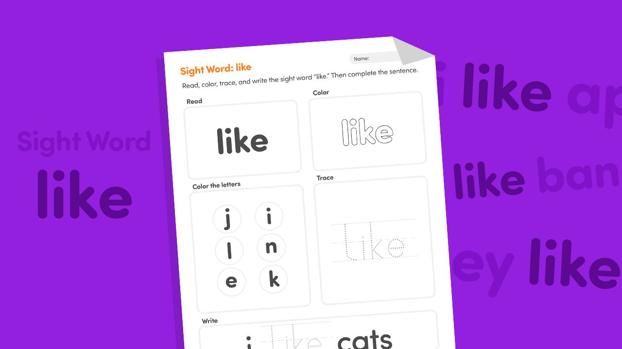 Sight Word “Like” Worksheet
