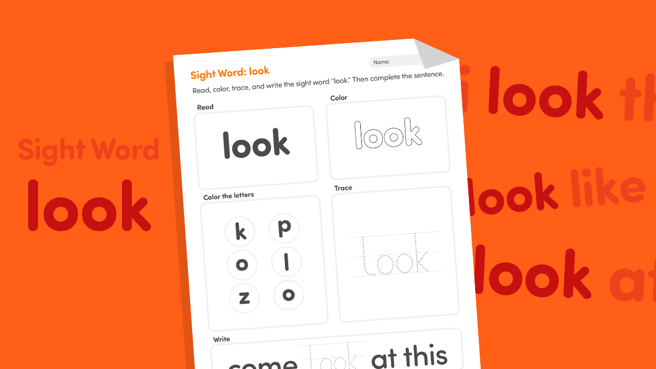 Sight Word “Look” Worksheet