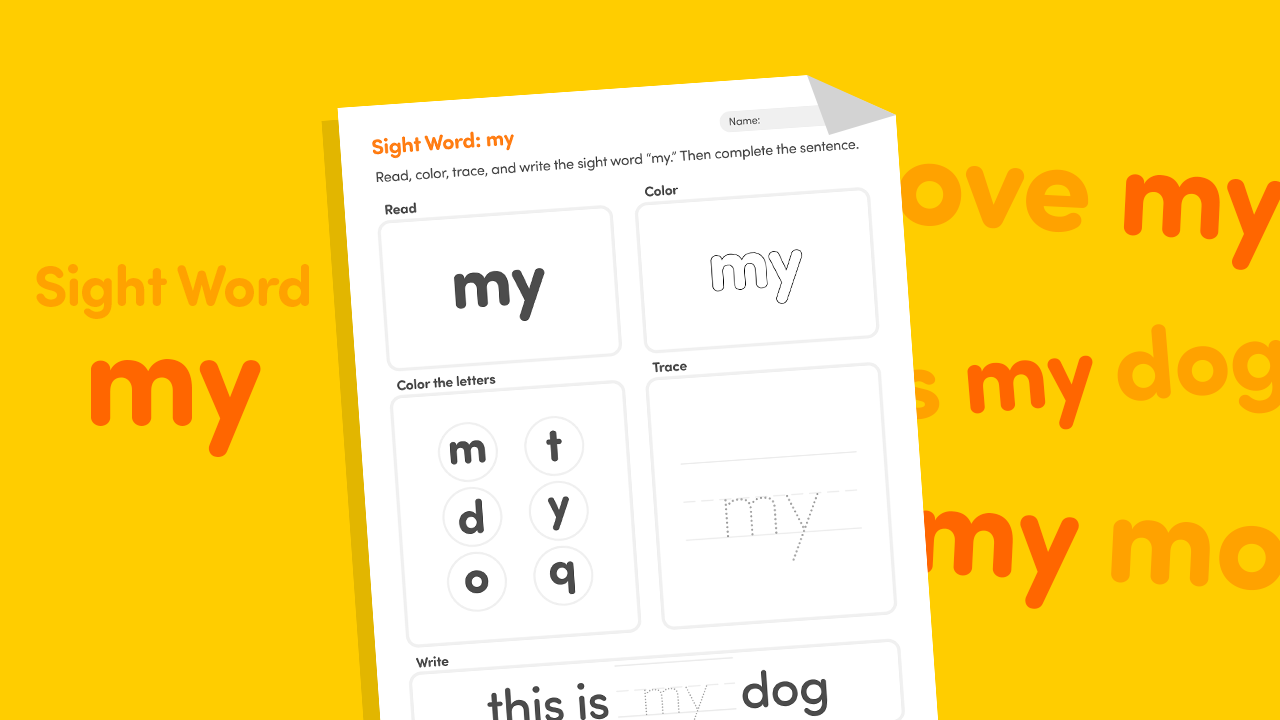 Sight Word “My” Worksheet