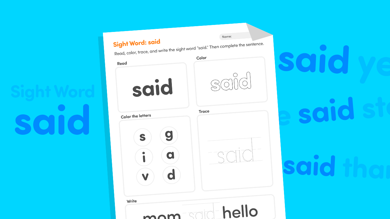 Sight Word “Said” Worksheet