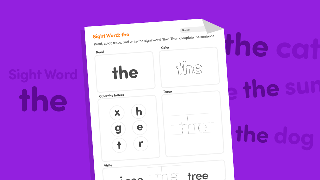 Sight Word “The” Worksheet