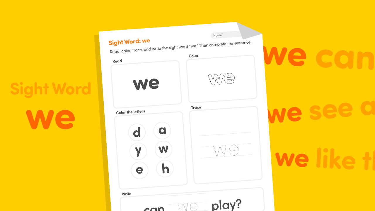 Sight Word “We” Worksheet