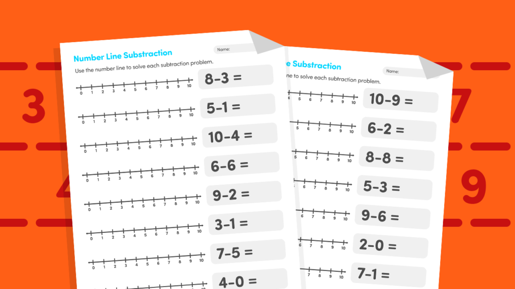 Number Line Subtraction 0-10 | Kids Math Worksheet